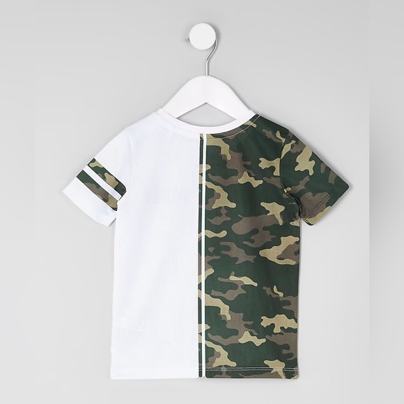 River Island Toddlers White Split Camo Mesh T-Shirt - Picture 2 of 3